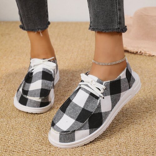 Foreign Trade Casual Plus-Size Canvas Low-Top Women's Shoes 2024 Autumn New Arrival Women's Shoes for Outdoors Lace-Up Comfortable Soft Sole temu