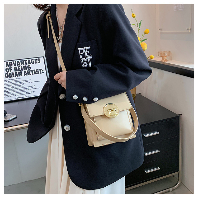 Small Artificial Leather Solid Color Fashion Soft Surface Square Buckle Crossbody Bag display picture 4