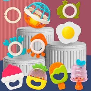 Cross-border Southeast Asia Export Rattle Baby Tooth Gel Hand Rattle Set Baby Hand Grab Ball Soothing Toys Supply