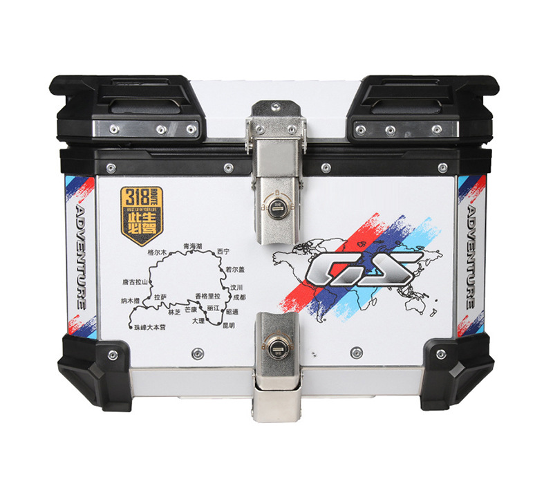 45L/55L Quick Release Motorcycle Aluminum Alloy Tail Box Electric Vehicle Armor Trunk Waterproof Anti-Fall Storage Box
