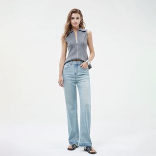 in stock Retro Versatile High Waist Straight Jeans Women's 2025 New Loose Slimming Pants with Wide Legs