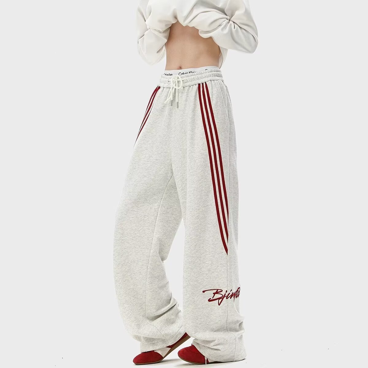 Pantalones de protección de otoño nuevo estilo de ropa de trabajo americano azul tibetano dos barras de calzada deportiva calzado de la escuela para hombres pantalones casuales