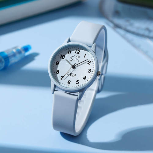 Godi Candy Color Silicone Student Watch Small Cartoon Round Dial Quartz Watch Lady Waterproof Watch Wholesale