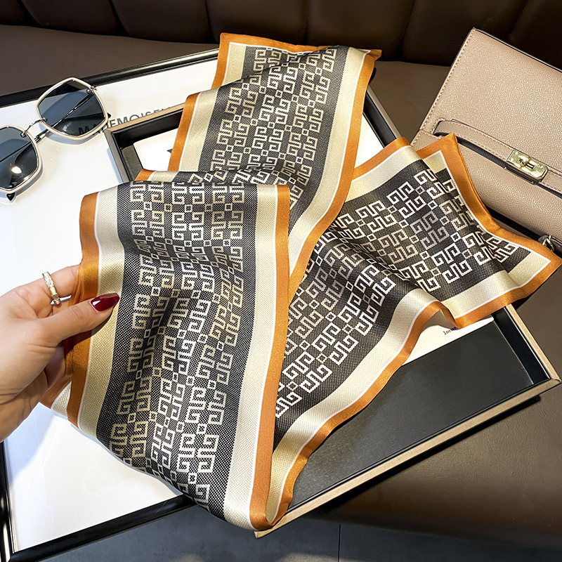 Hangzhou bufandas de seda verde azul estilo nacional morera seda flotante mujer primavera y otoño con bufandas de seda de doble capa 150 * 15cm bufandas