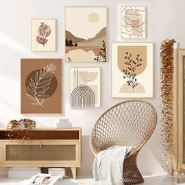 简约北欧抽象几何线条莫兰迪色艺术海报客厅装饰画图片画芯打印