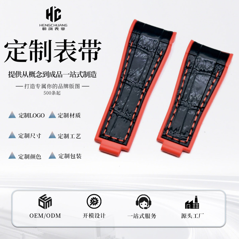 Liquid silicone watch strap, suitable for Rolex Daytona, Submariner, and GMT watches; features an imitation crocodile skin texture