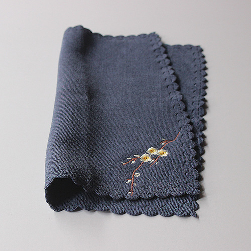 Absorbent tea towel square embroidery thickened tea ceremony accessories pot mat zen cotton linen tea tray cloth retro stock handling