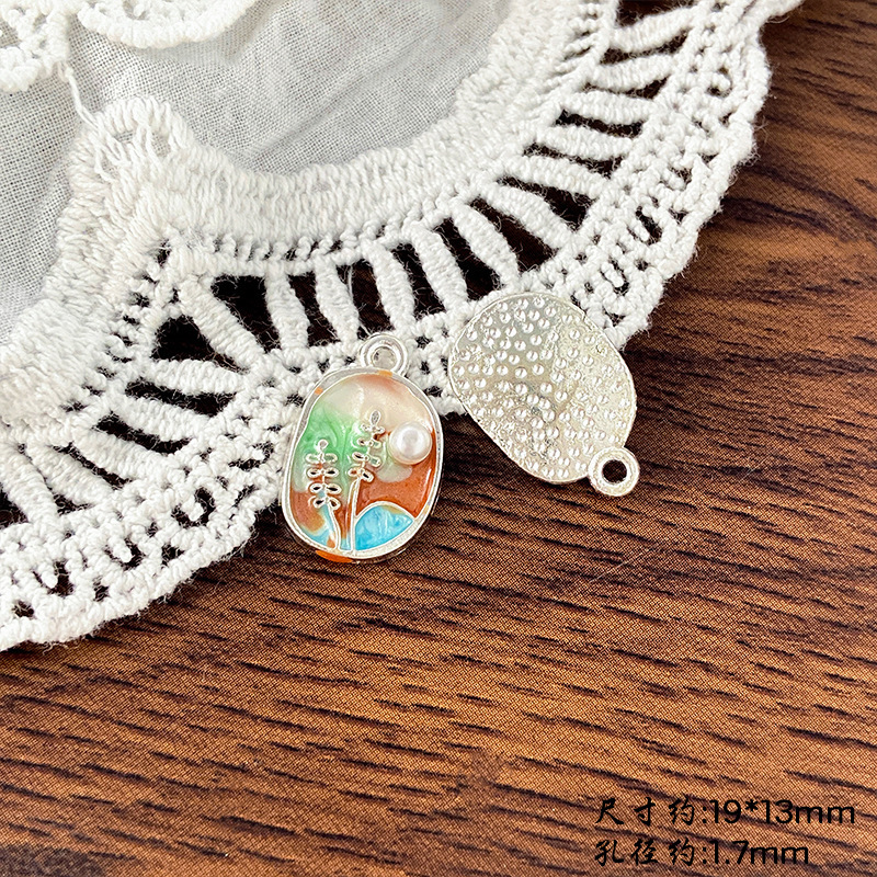 ハイエンドのレトロなフランスのモネの庭の油絵花蝶ペンダント diy ネックレスブレスレット耳ジュエリーアクセサリー|undefined