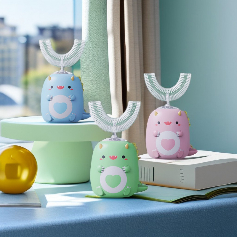Children's U-Shaped Electric Toothbrush 2-6-12 Years Old Baby Mouth-Holding Food-Grade Silicone Brush Head U-Shaped Tooth Cleaner Wholesale