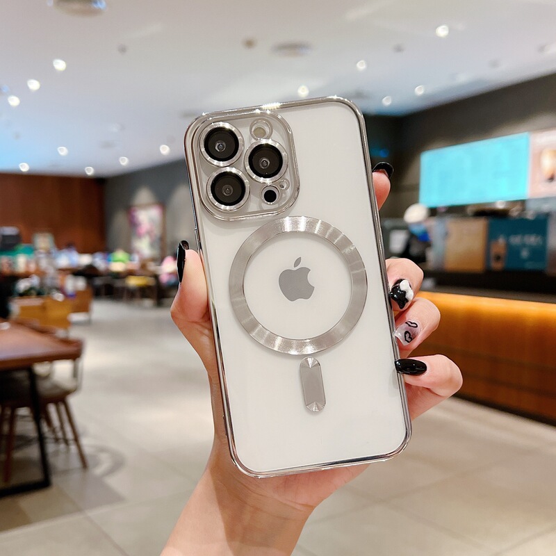 iPhone17Pro携帯電話ケース、磁気電気メッキ透明、レンズフィルム付きApple 16オールインクルーシブ保護カバーに適しています。|undefined