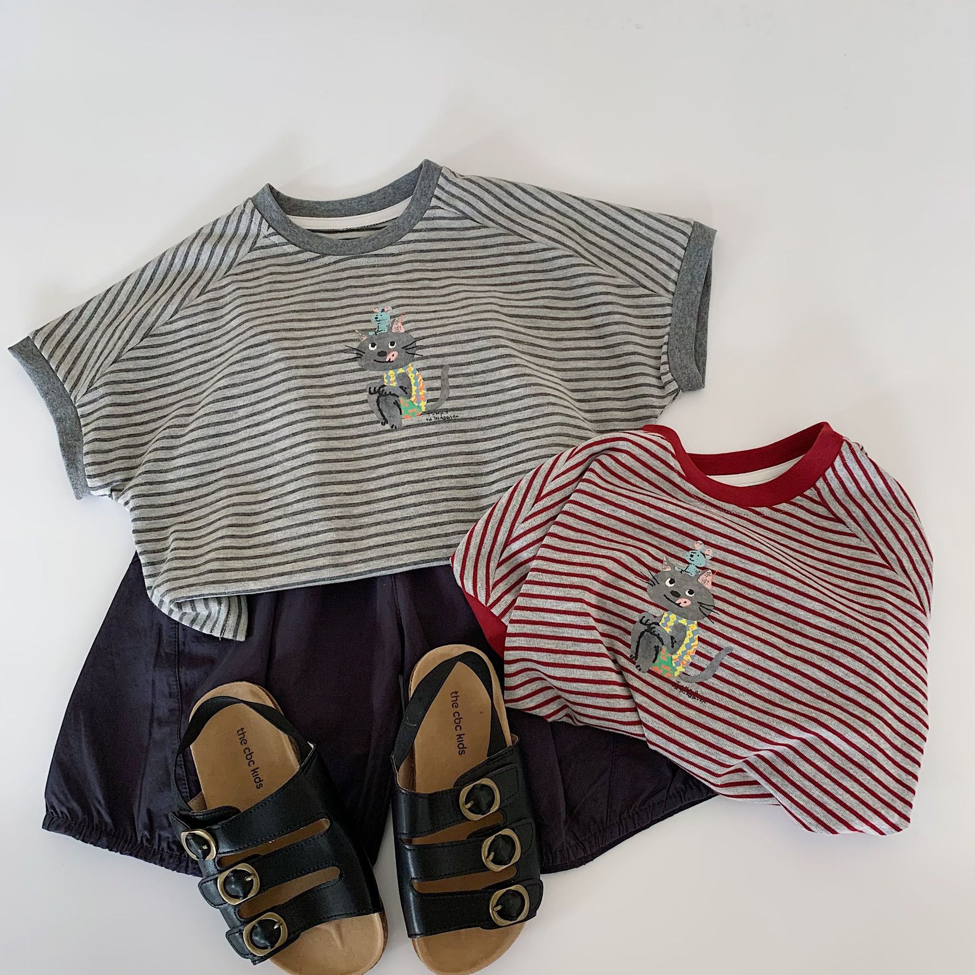 Mai Bao camiseta infantil 2025 verano nuevo estilo coreano de dibujos animados para niños y niñas camisas de manga corta ropa de verano bebé clase A