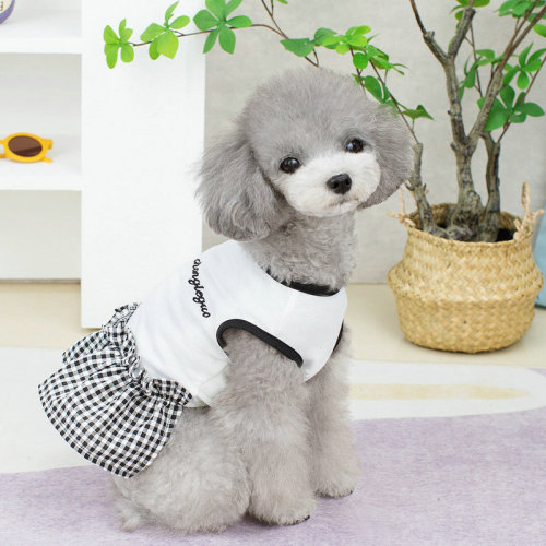 Pet clothes black and white embroidery dress Teddy pet dog warm clothes small and medium-sized dog clothes new fashion accessories