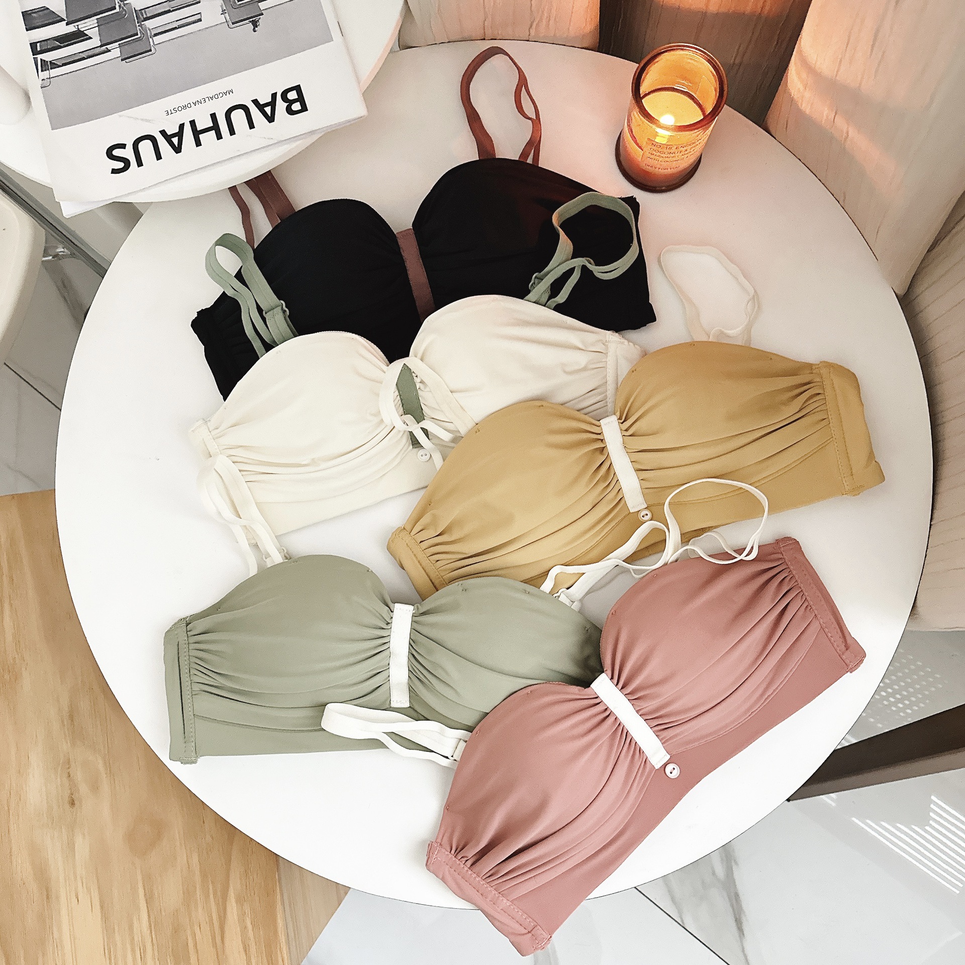 Ropa interior cómoda sin anillo de acero, pecho pequeño para niña, soporte superior, revestido lateral, sujetador de tubo fino antideslizante, sujetador invisible