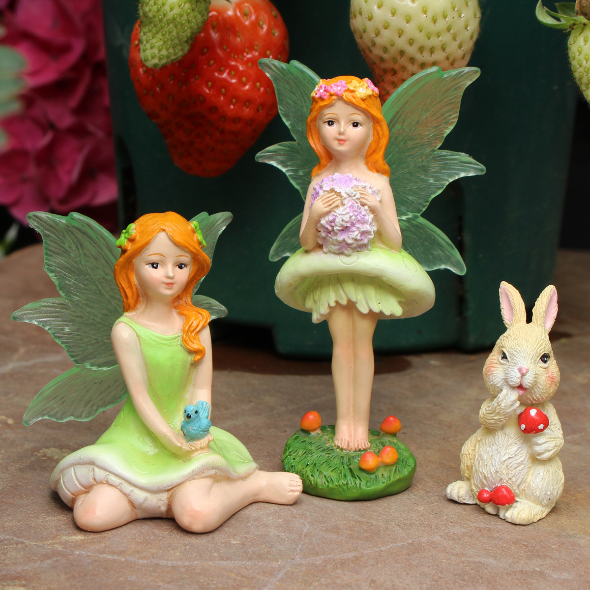  Garden Ornaments Landscape Courtyard Decoration Luminous Mushroom Flower Fairy Balcony Layout Homestay Villa Creative Pendulum