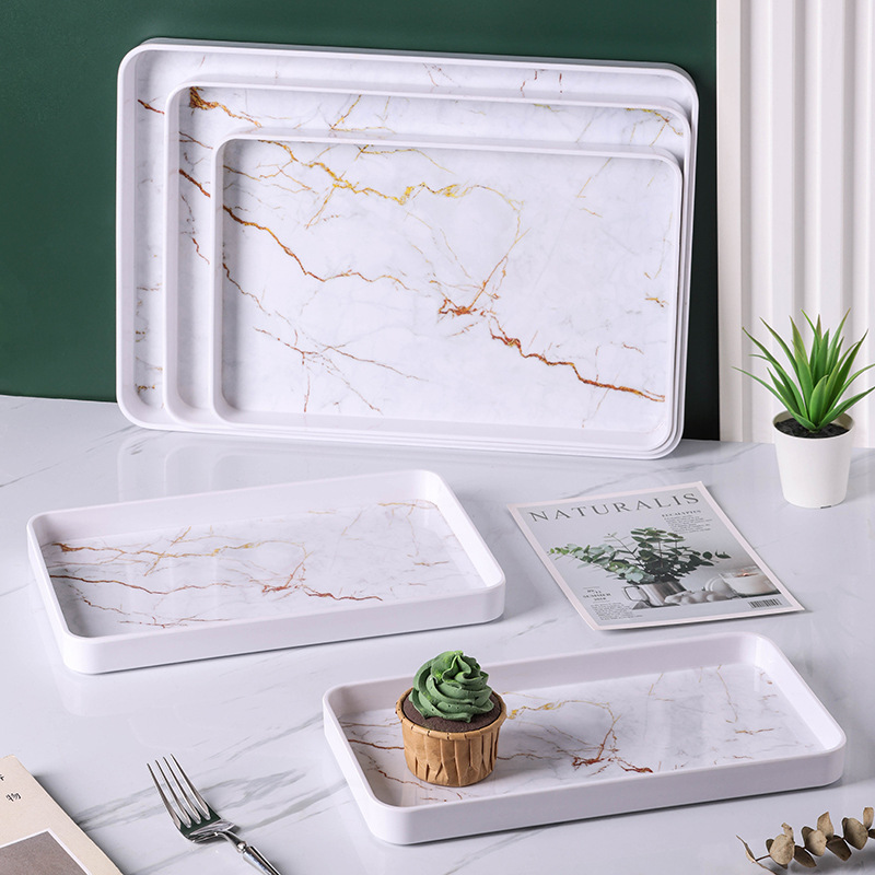 European-style rectangular melamine fruit plate for tea table tea tray household hotel KTV fruit plate round tray