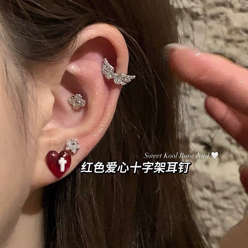 Серьги, сердце и крылья ангела из нержавеющей стали с цирконием, новая коллекция