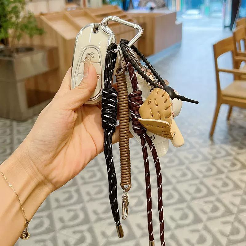 个性复古编织绳棒球小众钥匙扣情侣手编绳汽车钥匙链网红同款包挂