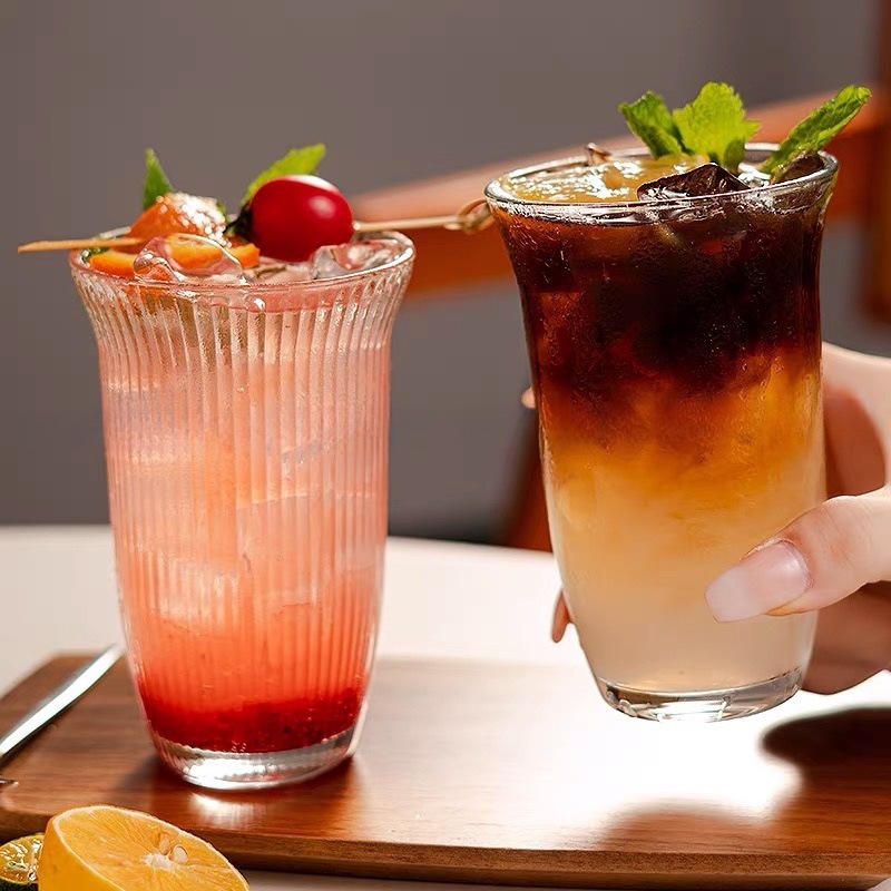 Taza de café con leche americana de hielo Taza de vidrio de estilo ins Taza de agua de ajuste especial de café Taza de leche Taza de bebida Taza de jugo