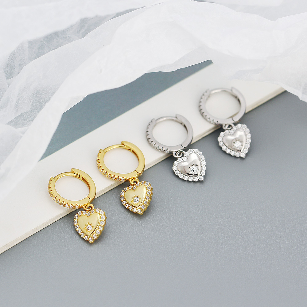 Wedding Occasion 925 Sterling Silver Material Heart Shape Pattern Women'S Gender 1 Pair 925 Sterling Silver Heart Shape Drop Earrings Earrings