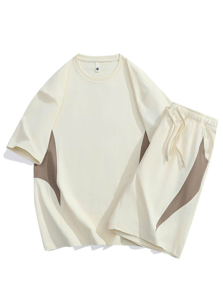 2025 adolescente verano nuevo estilo suelto y cómodo traje de ocio deportivo para hombre camiseta de manga corta pantalones cortos deportivos de 2 piezas