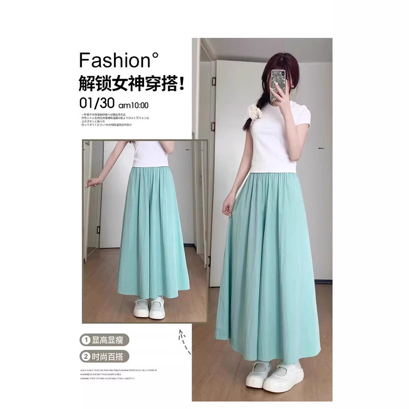 Yamamoto Culottes Women's Summer Thin 2025 New High Waist Casual Skirt for Small Women Dagging Ice Silk Wide Leg Pants