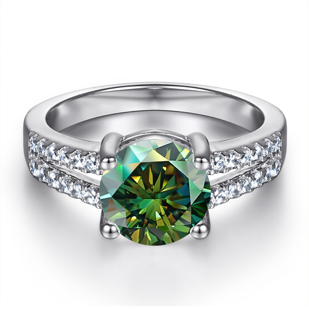 Anillo de plata s925 cabeza de toro clásica 1 quilates anillo de diamante de diamante de doble fila de mujer huevo de paloma anillo de boda en vivo