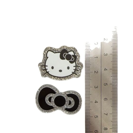 New Black silver small size KT Cat Bow Acrylic Accessories DIY Headwear Mobile Phone Shell Accessories Shoe Flower Decoration