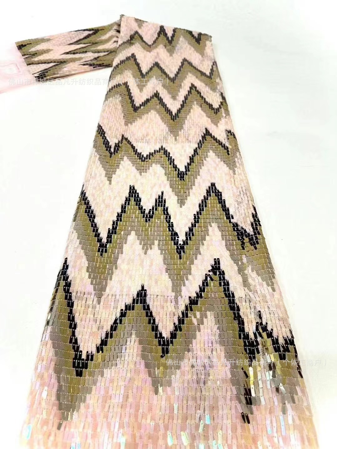 Sequinilla elástica red de alta fijación tela de vestido de moda onda multicolor tela sequinilla comercio exterior transfronterizo spot image 11