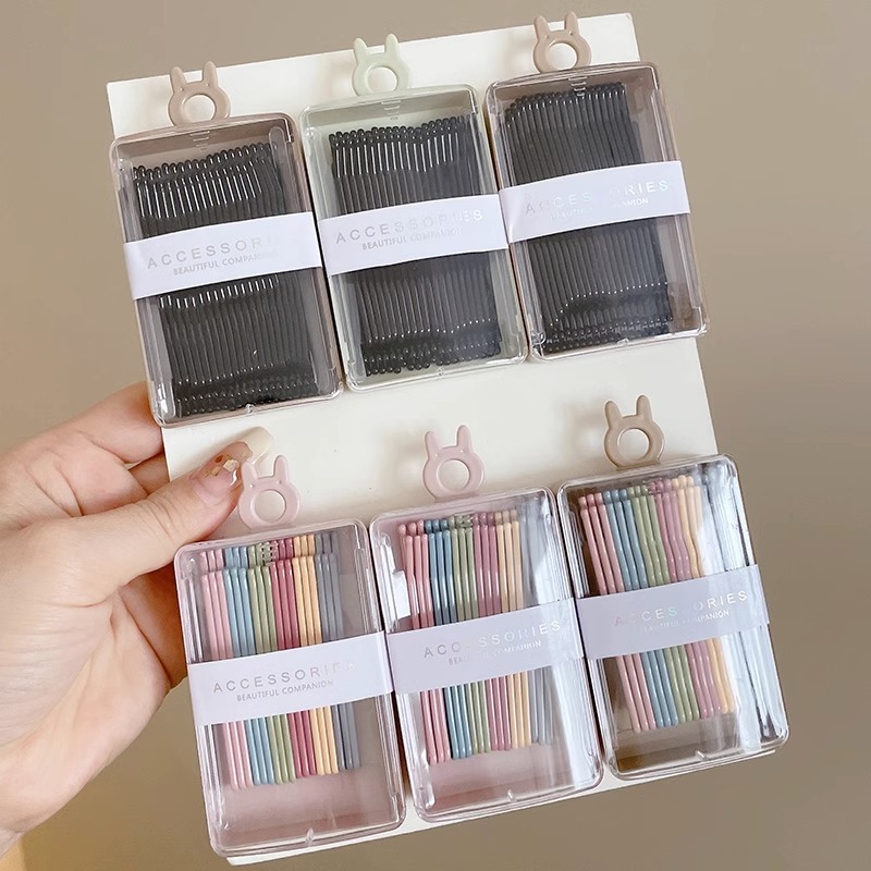 Clip de color simple horquilla en forma de U clip de cabello fijo lado Bangs horquilla rota horquilla negra tocado