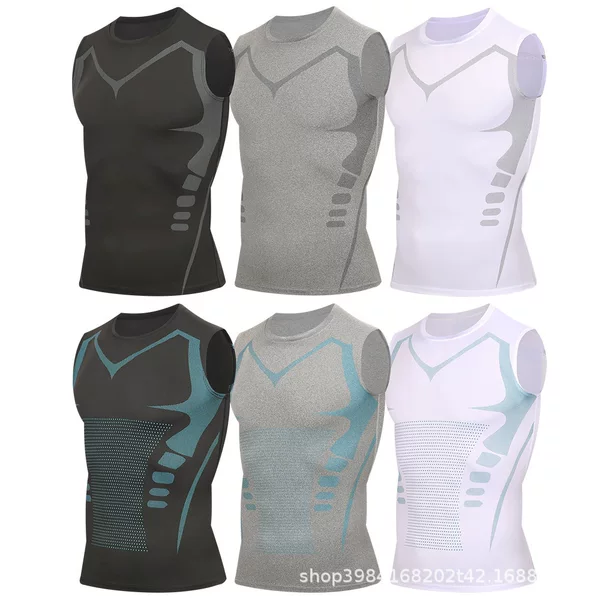 Men's Sports Vest, Men's Fitness Quick-Drying Breathable Hurdle-Style Slim-Fit Sleeveless Tight-Fitting Training Elastic Vest for Summer