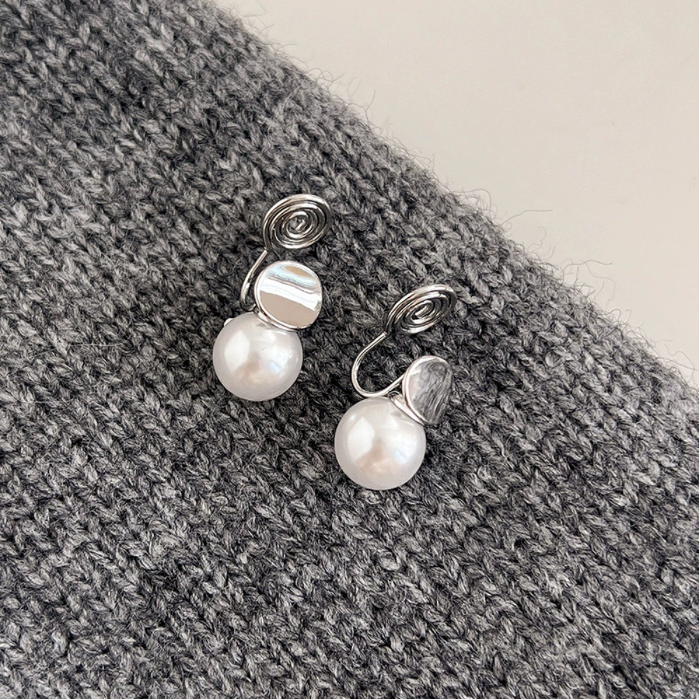 Earrings from pearl, small design ear clips, silver 925 sample