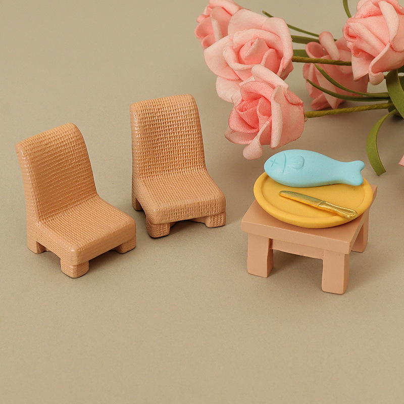 Simulation mini doll house restaurant grilled fish casual decoration decoration handmade diy miniature scene accessories model