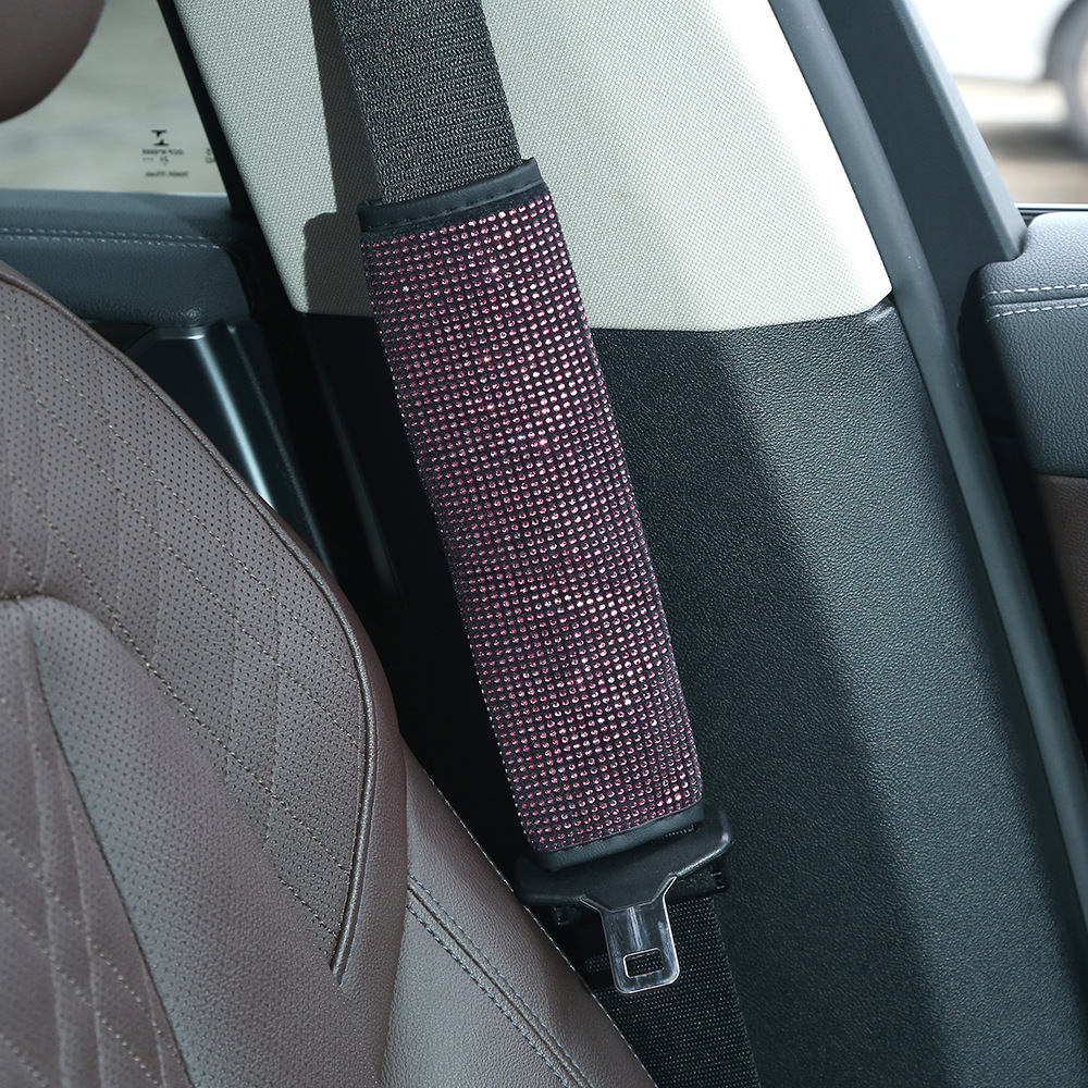 Full-diamond car steering wheel cover, dazzling rhinestone seatbelt shoulder pad, universal for all seasons, rearview mirror protective cover, wholesale