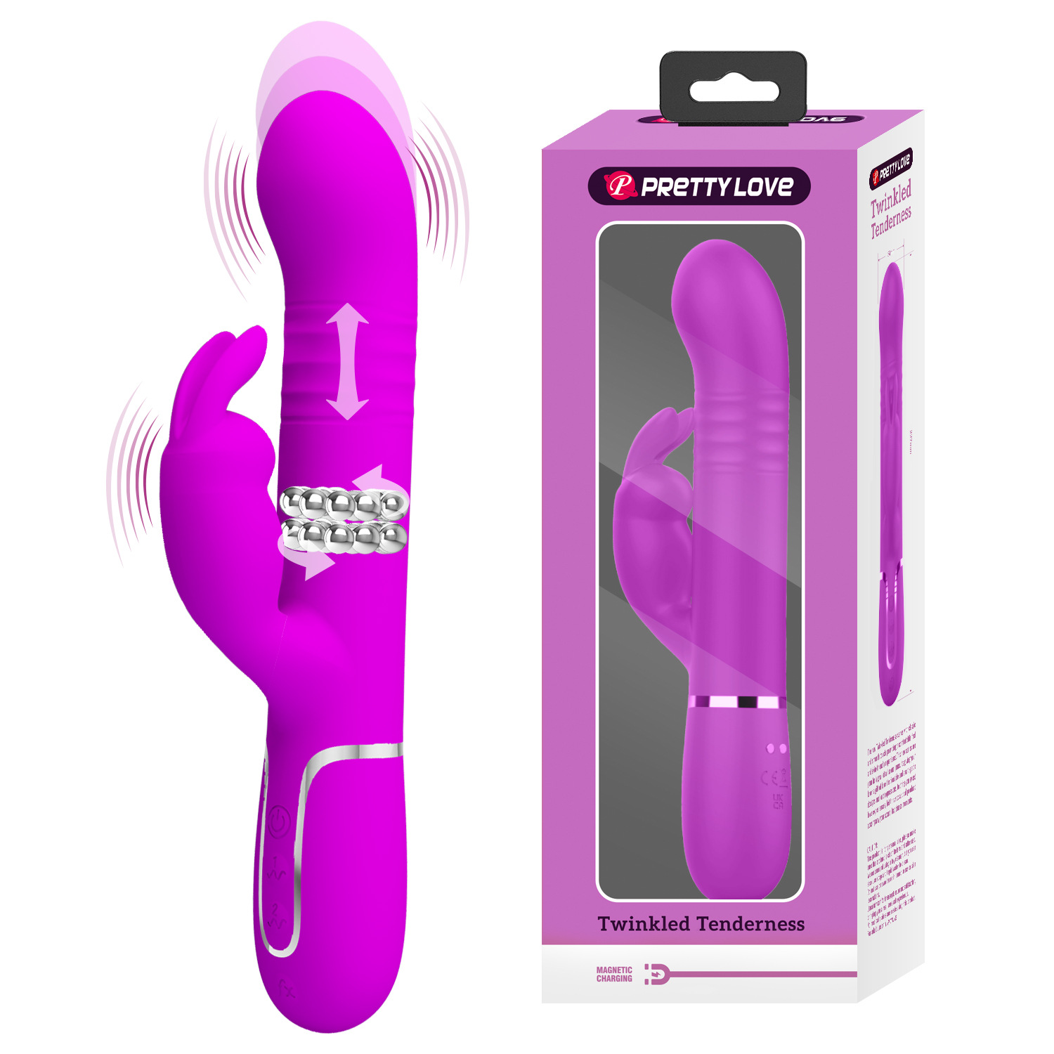 Pleasure Patti Lae Female Multi-frequency Vibration Rotating Bead Telescopic Massager Sex Toy BW-500013_voghion.com
