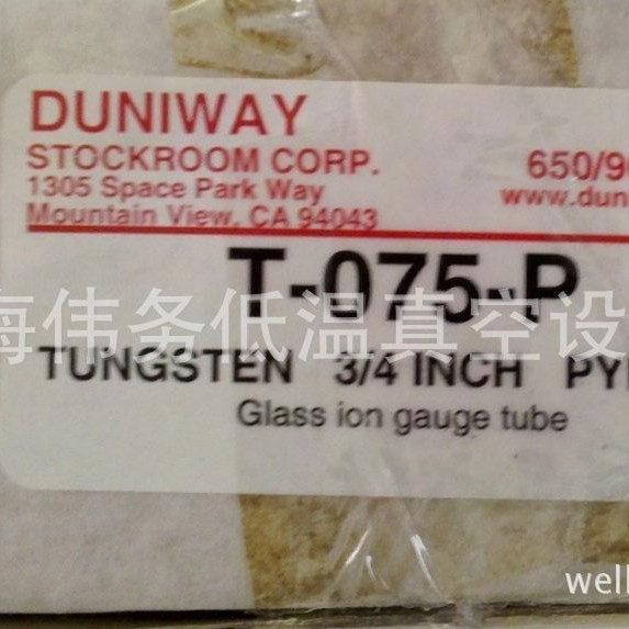 Duniway T-075-P Ion Gauge Dual Tungsten Filaments 电离规