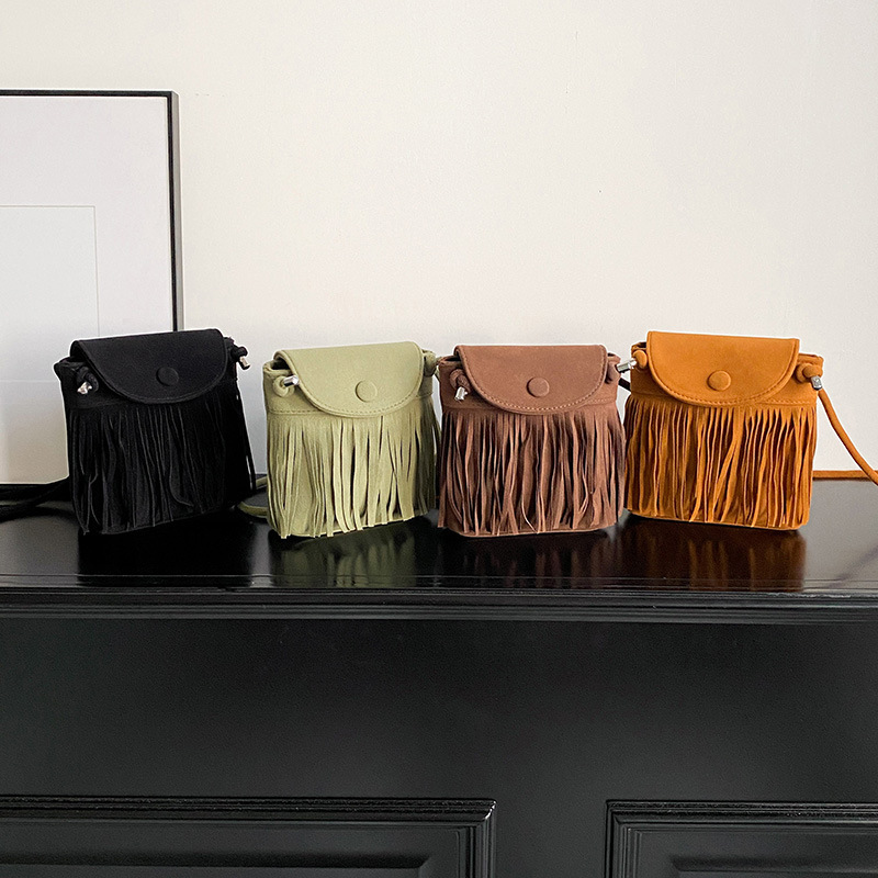 Tassel Bag Brown Retro Western Cowboy Bag Niche Ethnic Style Bohemian Crossbody Bag Women's Trendy Travel