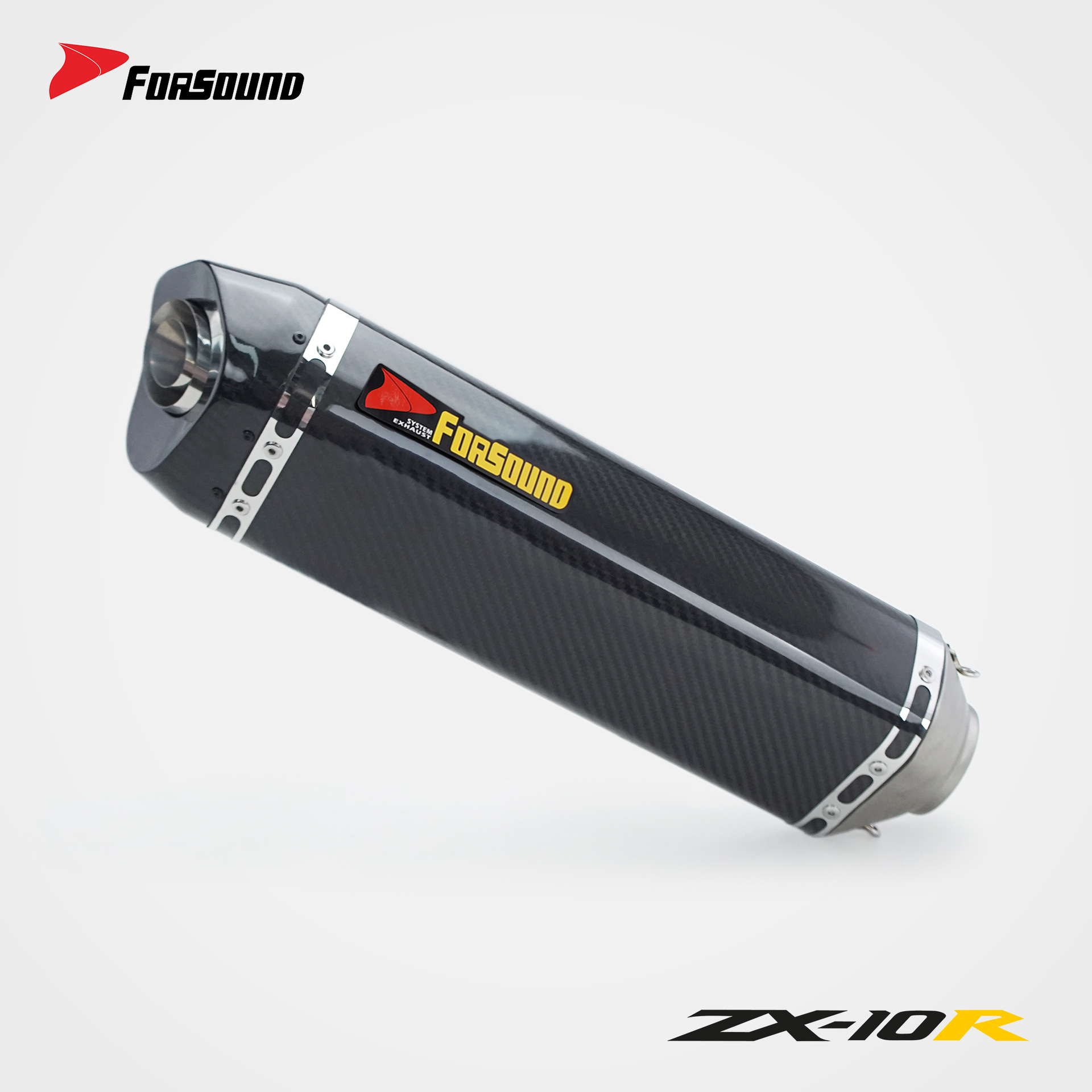 KAWASAKI ZX-10R Big Bull modified exhaust mid and tail section, Grav's titanium alloy stainless steel carbon