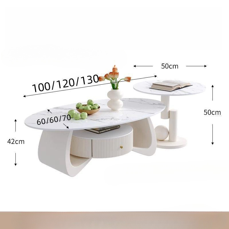 크림 베이스 1개 + 스노우 마운틴 화이트 테이블 상판, [조합] 120*60*42+사이드 테이블