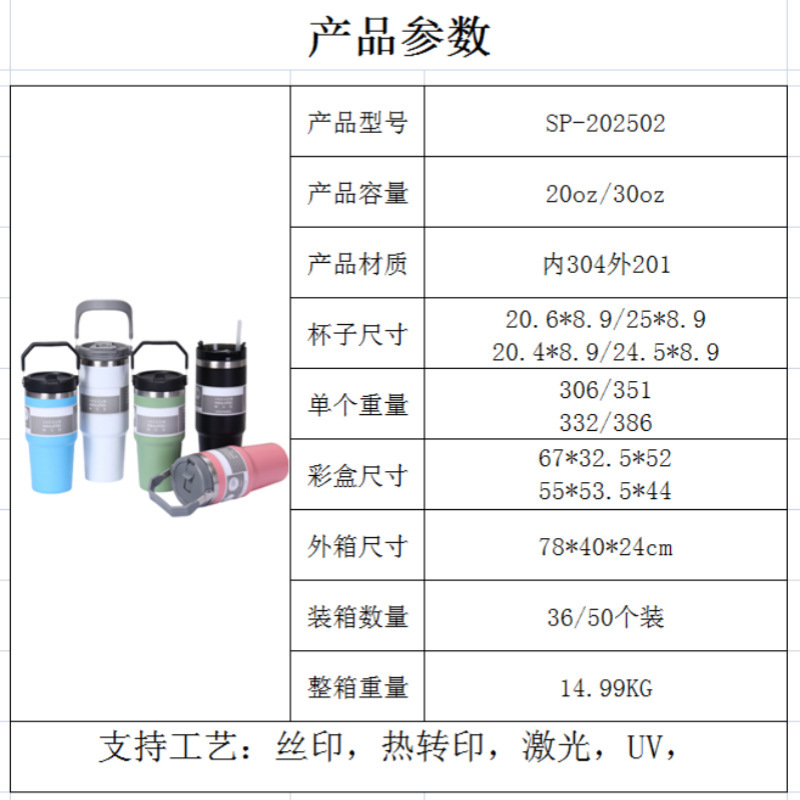 跨境30oz不锈钢提手汽车杯双层大容量冰霸杯车载双单饮杯盖20oz|undefined