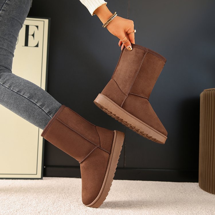 Μπότες χιονιού μεγάλου μεγέθους για άντρες και γυναίκες το χειμώνα με φλις πάχυνση ψηλά μπότες ζεστές βαμβακερές βαμβακερά παπούτσια_voghion.com