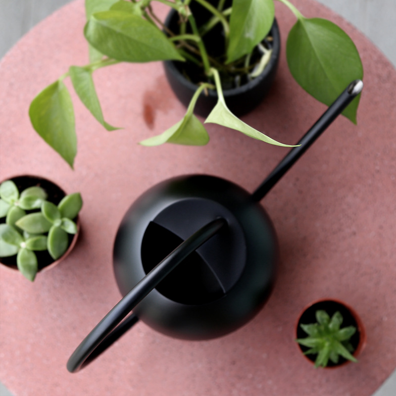 Regadera de acero inoxidable Regadera DE LOS NIÑOS regadera de tamaño pequeño puede riego negro boca larga olla de riego 400ML