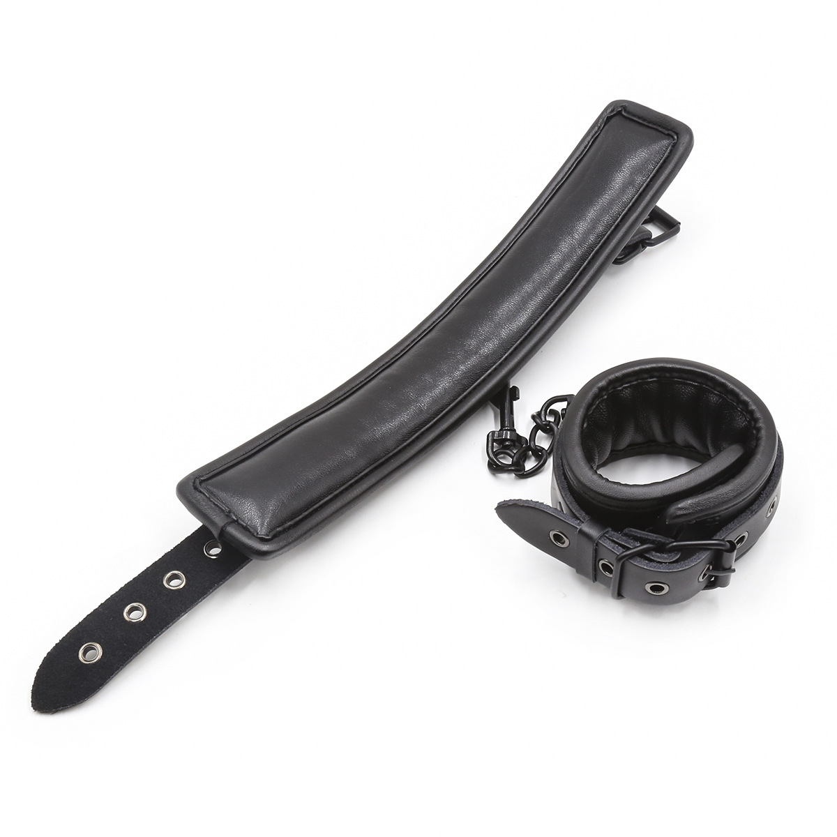 Suministrados directamente por el fabricante, juguetes novedosos para adultos, juguetes alternativos, esposas de cuero, grilletes para pies, arnés para cuello, correa para perro, conjunto de collar para cuello.