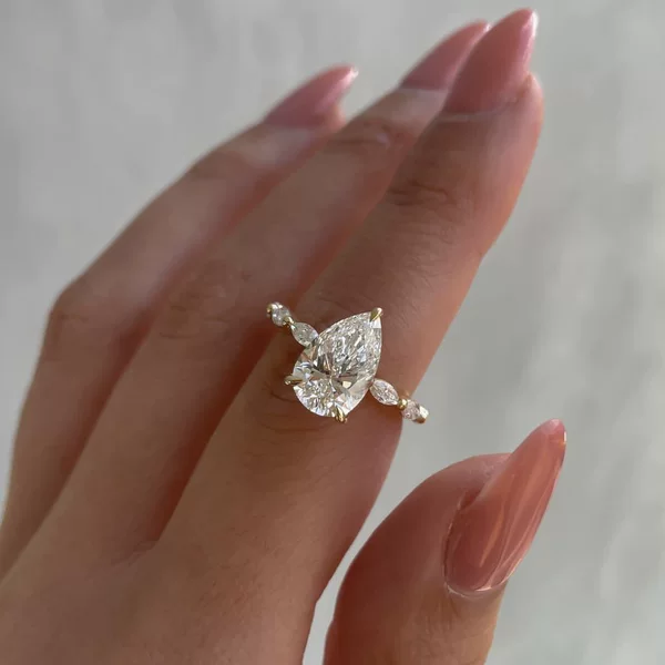 Sanjie European and American Fashion New Zircon Drop Shape Ring Women's Simple Large Zircon Ring Jewelry Ring