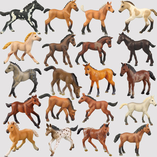 Cross-border solid simulation farm animal pony pup model children's toy scene early education ornaments crafts