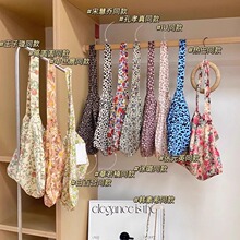 韩国明星emi同款帆布包豹纹碎花少女购物袋宋慧乔娜扎同款单肩包