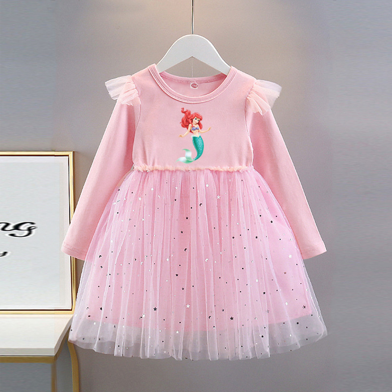 2025 New Girls Dress Long-Sleeved Kidsren's Clothing Spring & Fall Kidsren's Princess Dress Super Fairy Mermaid Skirt Fashionable 2025 New Girls Dress Long-Sleeved Kidsren's Clothing Spring & Fall Kidsren's Princess Dress Super Fairy Mermaid Skirt Fashionable