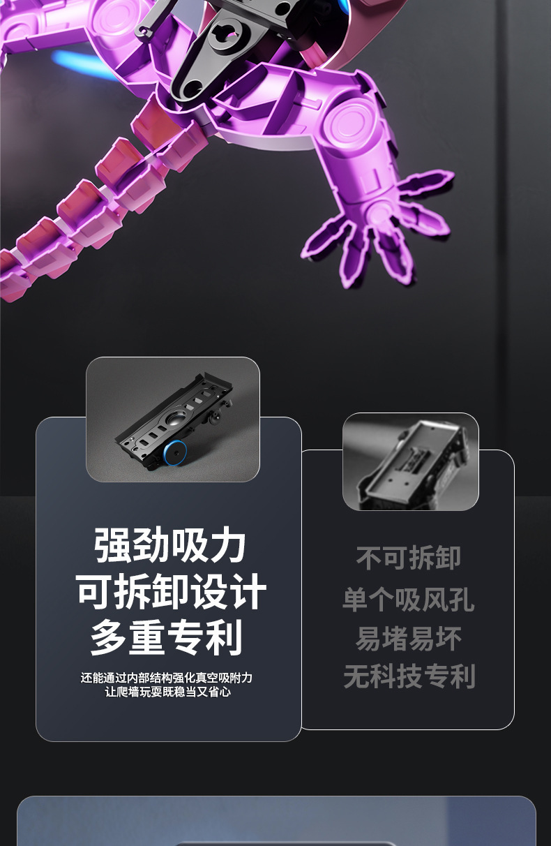 跨境2.4G爬墙壁虎仿真蜥蜴仿生攀爬行走变色龙电动遥控爬墙玩具车