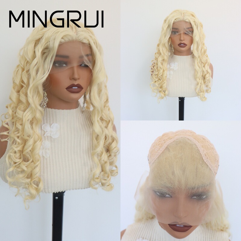 Factory Wholesale 13X4 Natural Curvature Big Wave Synthetic Fiber Lace Front Wig Glueless Full Cap Women's Wig