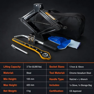 changing tool set, labor-saving – Car jack