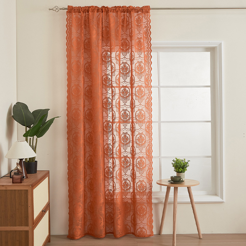 French Style Blackout Lace Curtains With Rod Pocket, Elegant_voghion.com